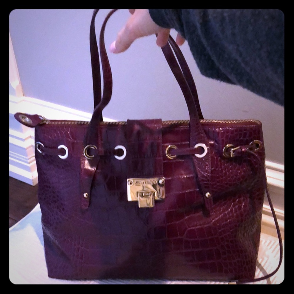 Jimmy Choo Tote Bag crocodile fuchsia/plum